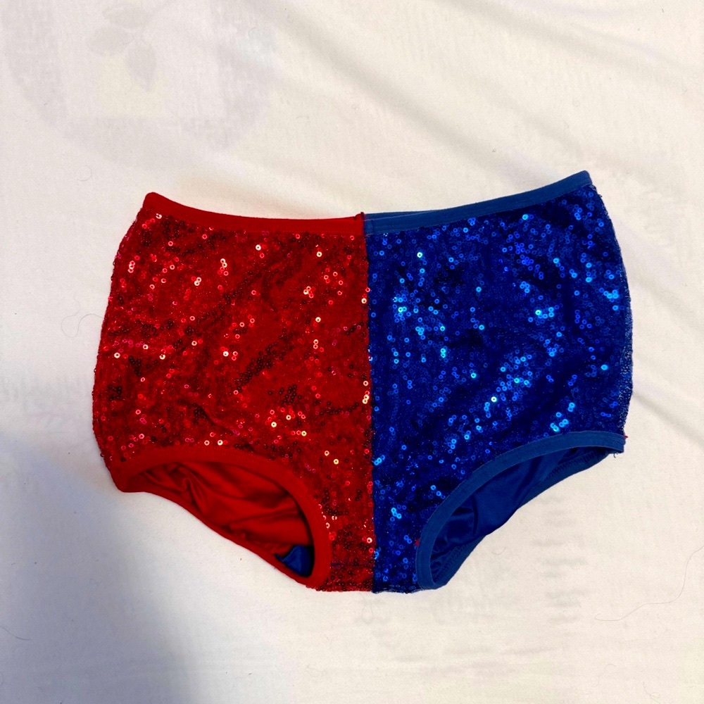 Harley Quinn Licensed Shorts Suicide Squad Sequin Blue & Red